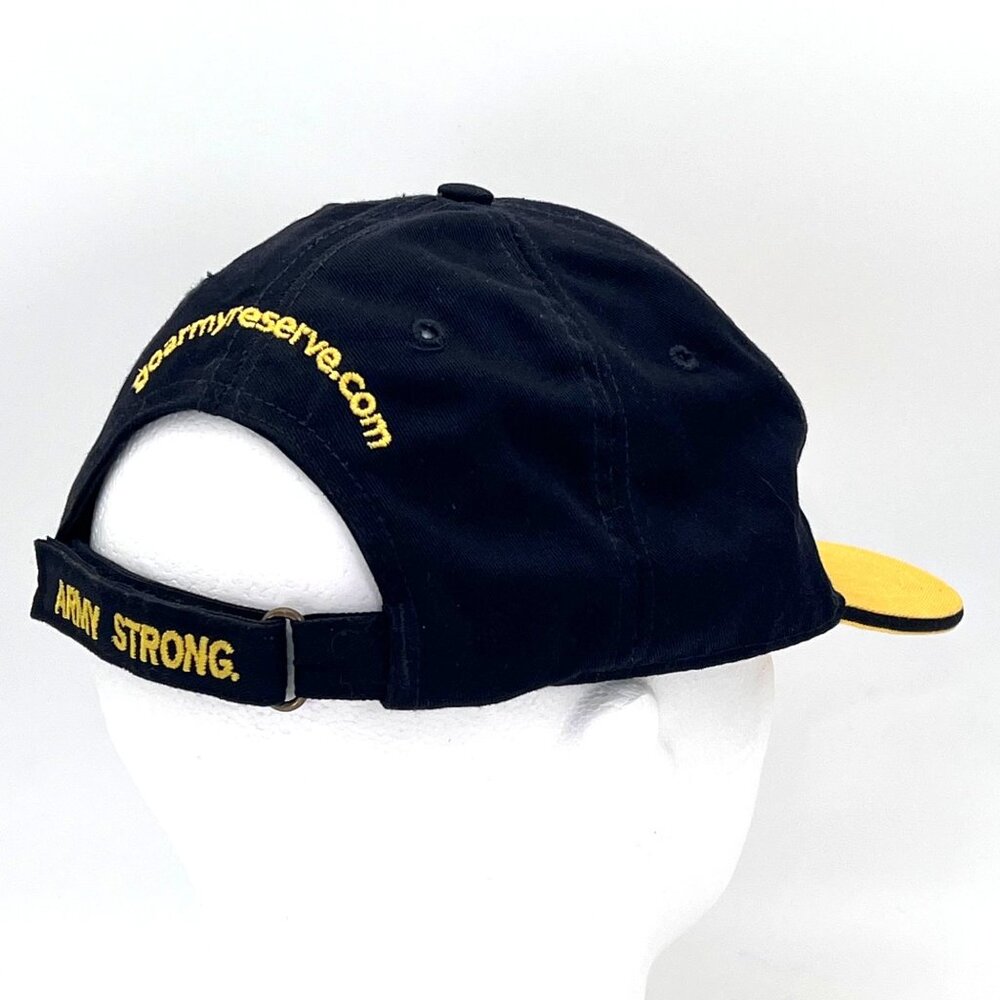 US Army Black & Yellow Baseball Cap Hat Army Strong Army Reserve Made in USA - Picture 7 of 12